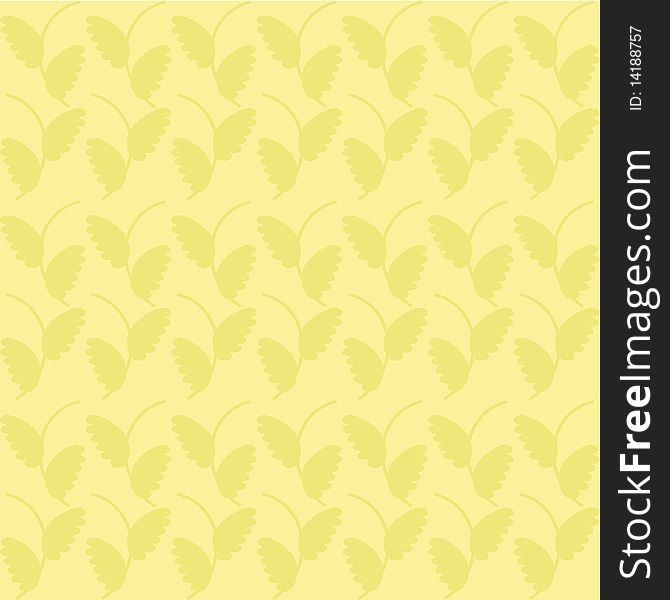 Floral background with leaves on yellow