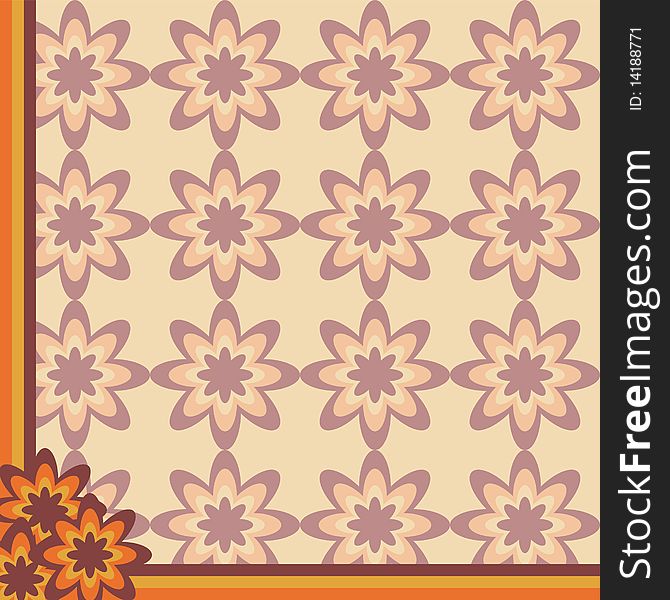 Decorative background with flowers and ribbons