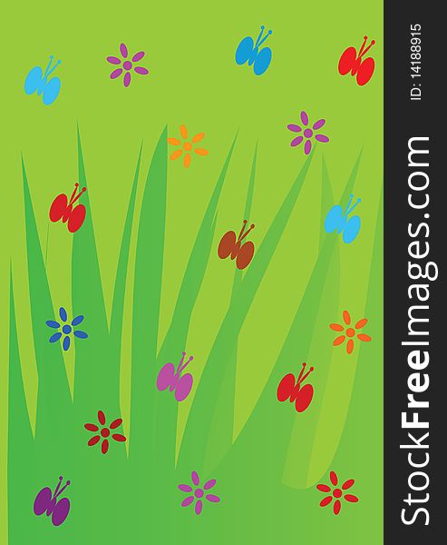 Colorful spring background - illustration.