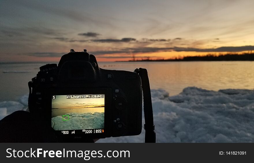 Sunset Photograhpy in winter by the lake. Sunset Photograhpy in winter by the lake