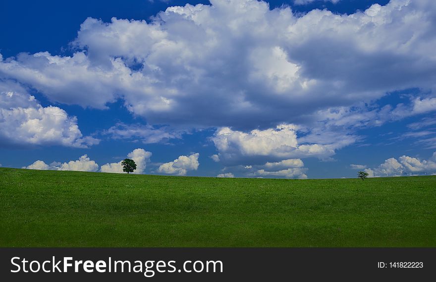 Beautiful Nature.Art Photography.Fantasy design.Creative Background.Amazing Colorful Landscape.Blue Sky, clouds.Panorama, tree.