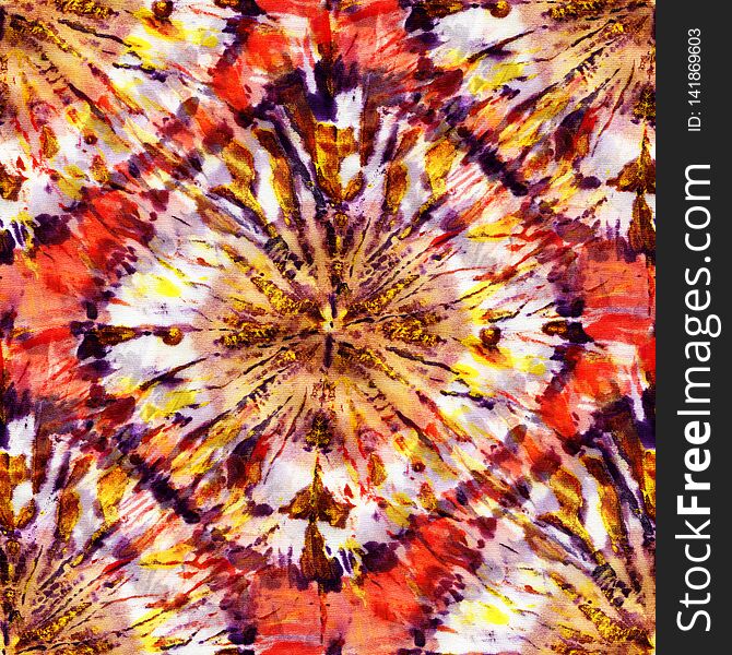 Multicolor Seamless tie-dye pattern on white silk. Hand painting fabrics - nodular batik. Shibori dyeing. Multicolor Seamless tie-dye pattern on white silk. Hand painting fabrics - nodular batik. Shibori dyeing