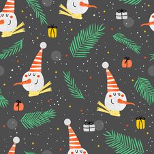 Holiday Background With Funny Snowmen Royalty Free Stock Photos