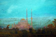 Oil Painting Of Mohammed Ali Mosque Royalty Free Stock Photography