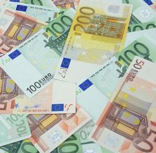 Fifty, One Hundred And Two Hundred Euro Banknotes Stock Image