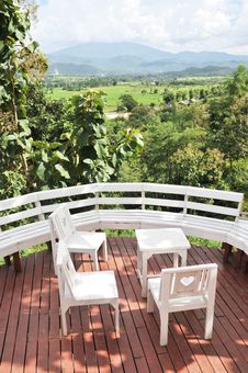 Table And Seats On The Mountain Royalty Free Stock Photo