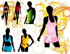 Free Silhouettes Women Swimwear Royalty Free Stock Photos - 14198988