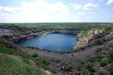 Blue Lake In Open Pit Royalty Free Stock Image