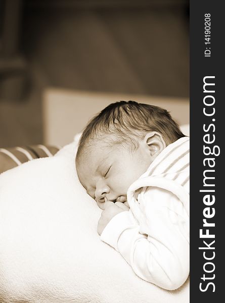 Shot of a 1 month old baby who sleeping. Shot of a 1 month old baby who sleeping