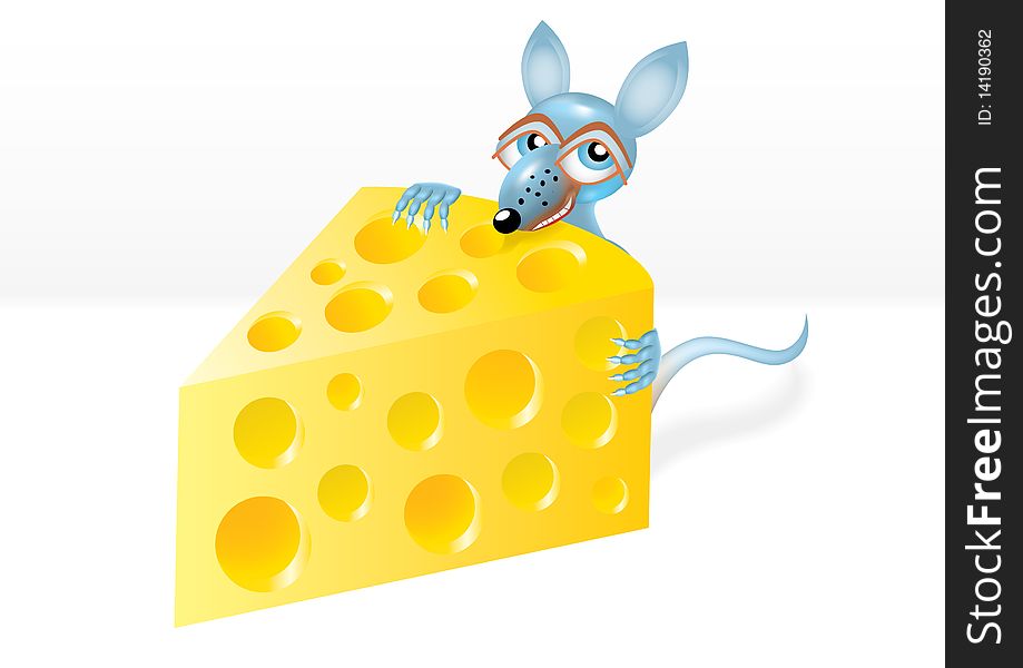 Mouse Is Stealing A Piece Of Cheese