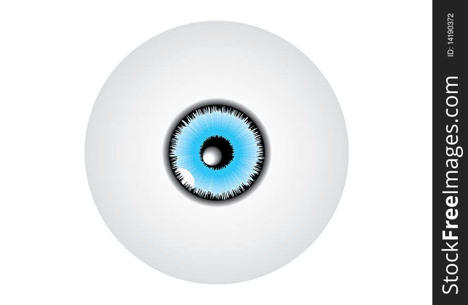 Photorealistic blue eye with pupil and iris isolated over white. Photorealistic blue eye with pupil and iris isolated over white