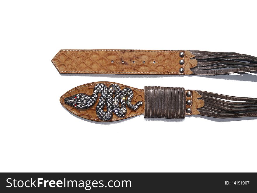 Elegant leather belt with a snake head