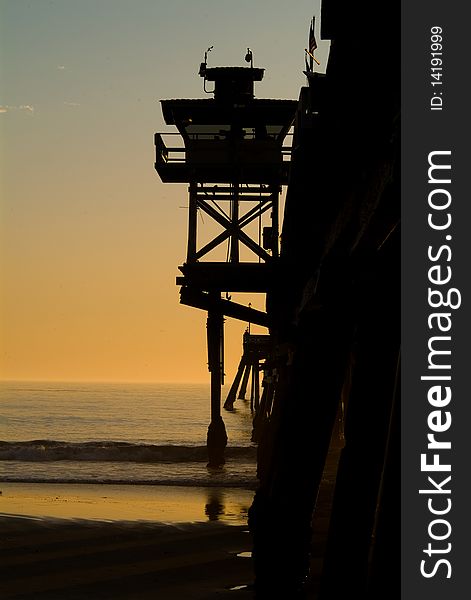 San Clemente Pier lifeguard observation tower. San Clemente Pier lifeguard observation tower