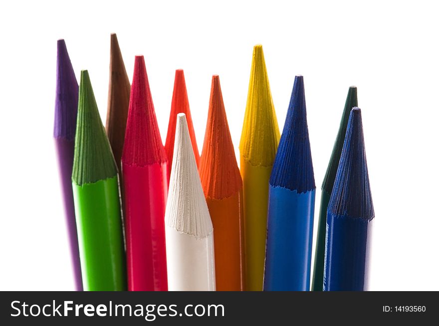 Collection of colorful pens over white background. Collection of colorful pens over white background