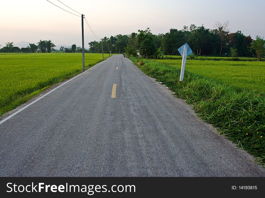 A road in  the evening.