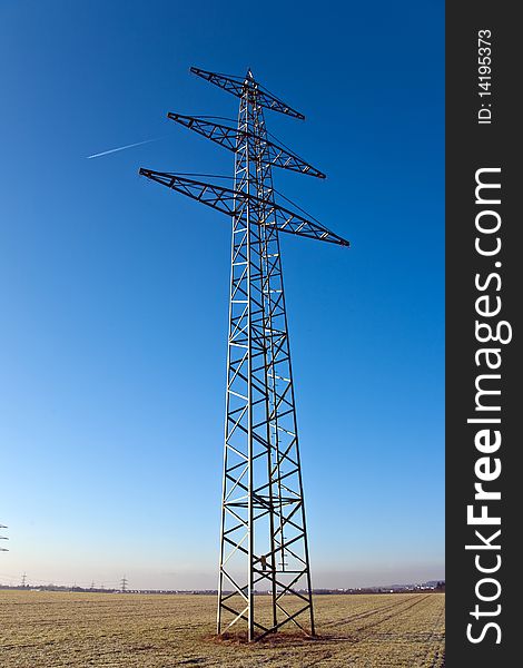 Electricity tower for energy with sky