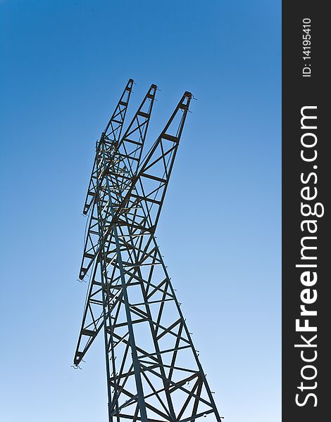 Electricity tower for energy with sky