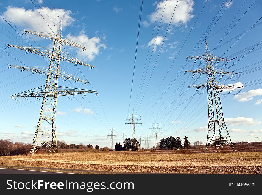 Electricity Tower For Energy With Sky