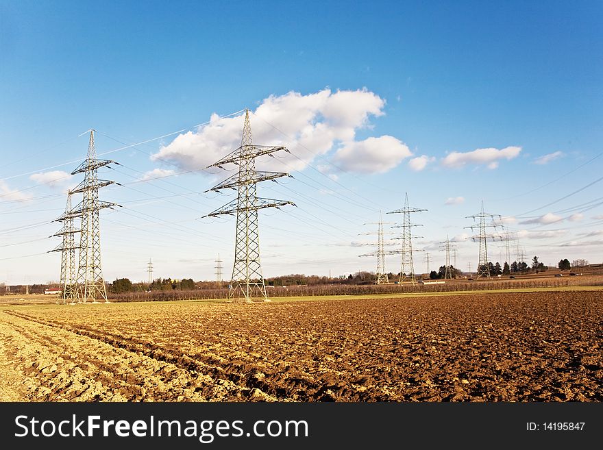 Electricity Tower For Energy With Sky