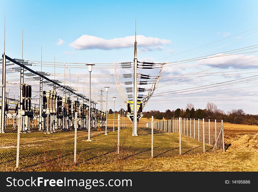 Electricity Tower For Energy With Sky