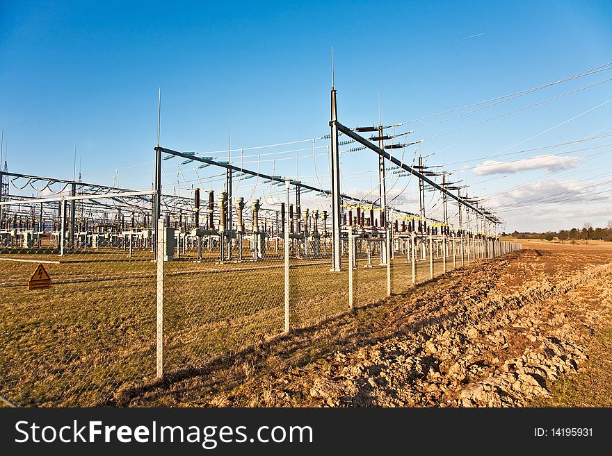 Electricity Tower For Energy With Sky