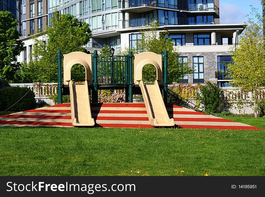 A playground in the middle of a park