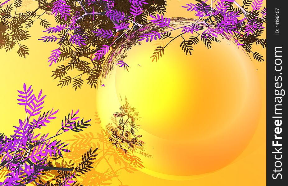 Abstract creative symbolic image of the golden background with vegetation. Abstract creative symbolic image of the golden background with vegetation
