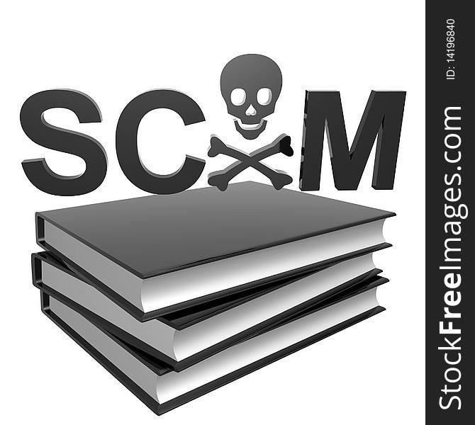 Black book about scamming 3d icon illustration