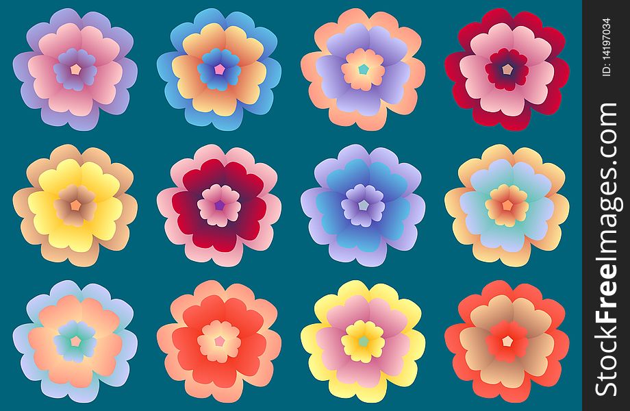 Multicolored flowers seamless pattern