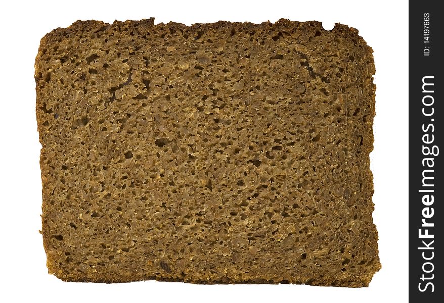 Slice of dark bread, isolated