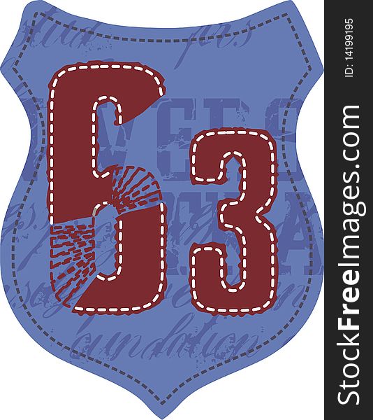 Sports emblem on the shirt with number 63 graphic design. Sports emblem on the shirt with number 63 graphic design