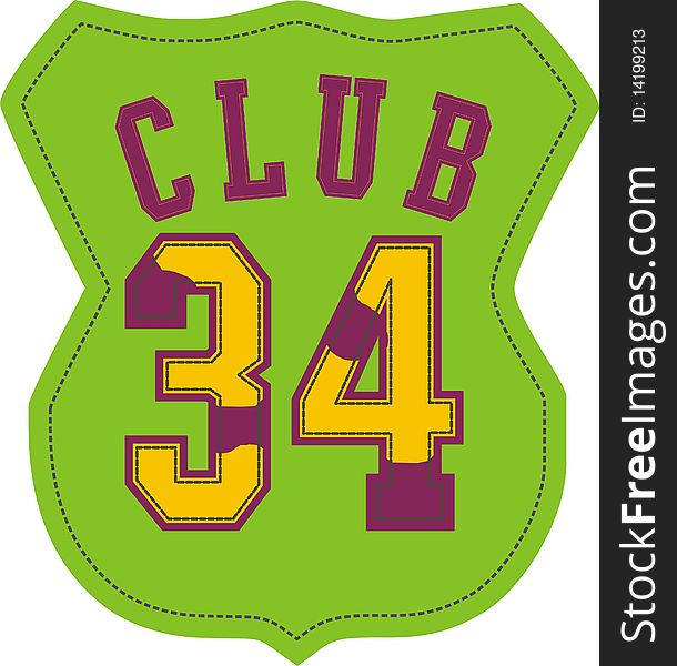 Sports emblem on the shirt with number 34 graphic design. Sports emblem on the shirt with number 34 graphic design