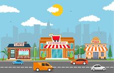 Shop Store Small Business Landscape In Town Urban With Tree Sky Illustration Stock Image Shop Store Small Business Landscape In Town Urban With Tree Sky Illustration Stock Image