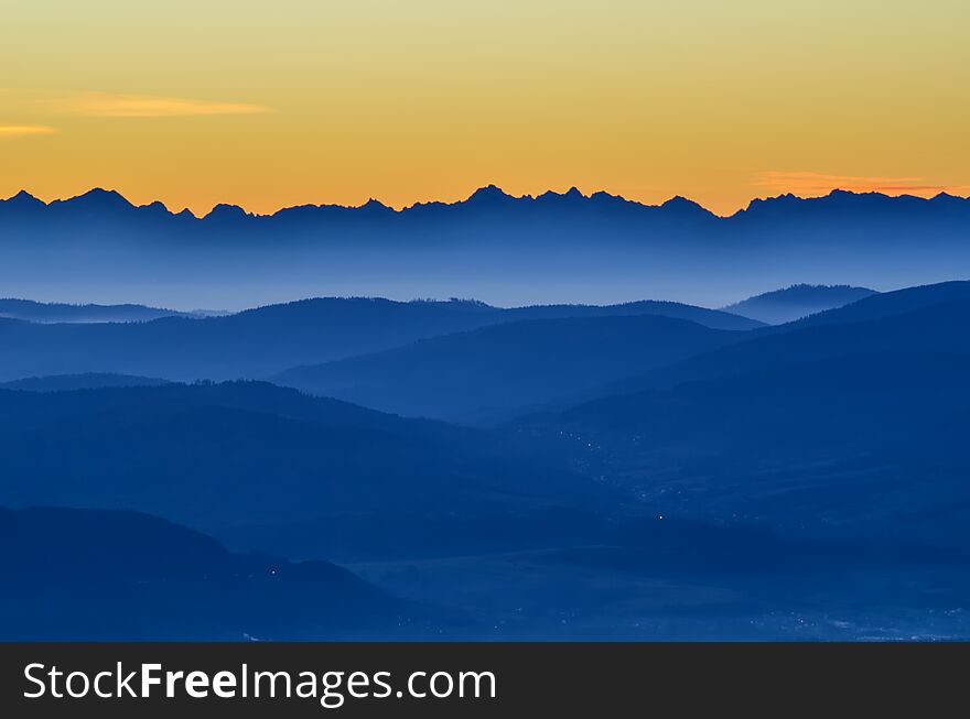 Beautiful morning autumnal mountain landscape.