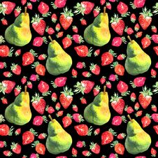 Watercolor Seamless Pattern With Hand Drawn Fresh Juicy Fruits Royalty Free Stock Image