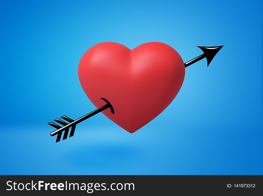 3d rendering of red arrowed heart on blue background. . Digital art. Feelings and emotions. Signs and symbols.