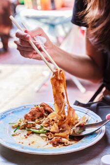Appetizer Dish Of Traditional Thai Street Food, Kuay Tiew Lui Suan, Fried Minced Pork And Dried Shrimp With Noodle Pad Served With Royalty Free Stock Image Appetizer Dish Of Traditional Thai Street Food, Kuay Tiew Lui Suan, Fried Minced Pork And Dried Shrimp With Noodle Pad Served With Royalty Free Stock Image