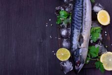Free Fresh Mackerel On A Black Chopping Board Royalty Free Stock Photos - 141993448