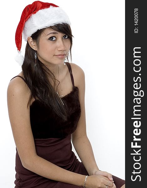 Cute Girl In A Santa Hat