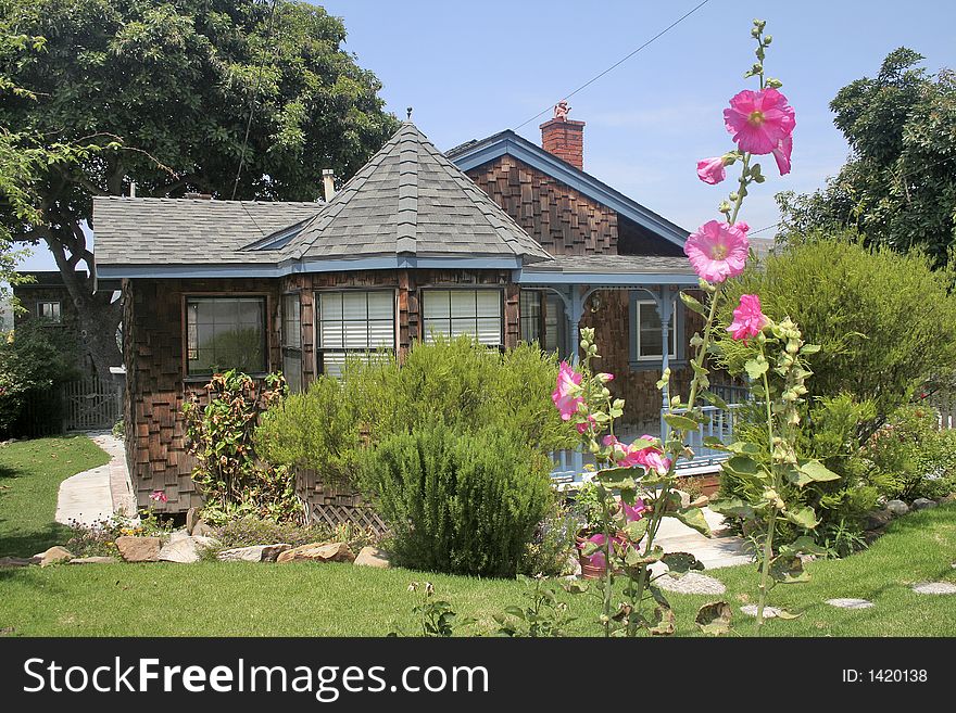 House with pretty garden in central California. House with pretty garden in central California