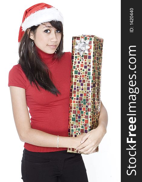 Cute Girl With Present In Arms