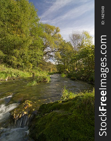 Autumn, small river near Zlotoryja town in Poland. Autumn, small river near Zlotoryja town in Poland