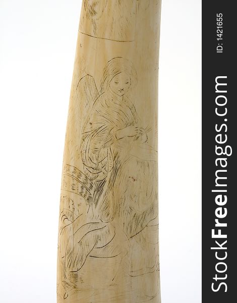 Scrimshaw. Ivory with engraved woman