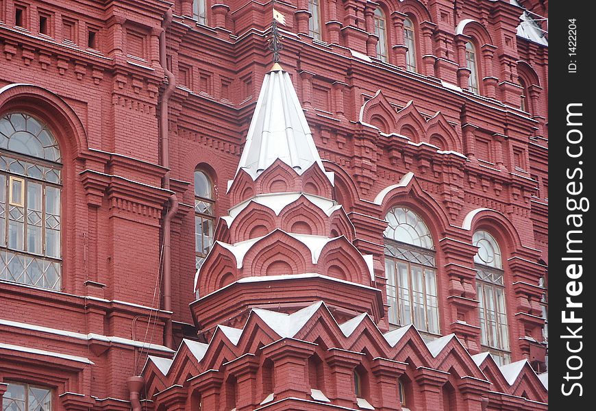 exterrier of a brick building (a historical museum, Moscow, Russia)