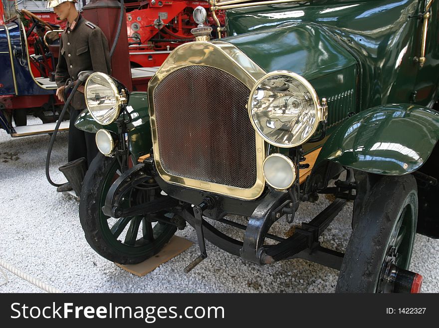 Beautiful polished vintage car in an exhibition. Beautiful polished vintage car in an exhibition
