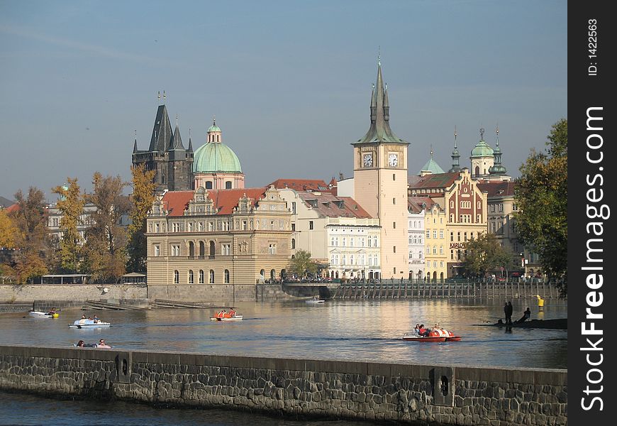 The Old Town in Prague and the Vltava river