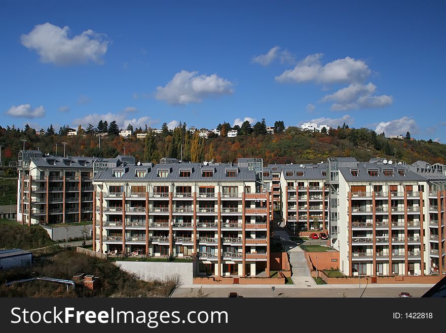 Modern block of flats in the suburb. Modern block of flats in the suburb