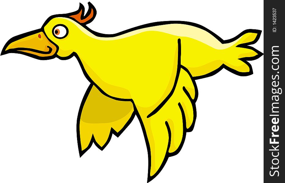 Yellow Bird color cartoon artwork line-art