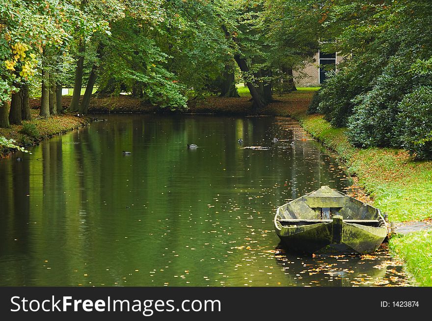 An old boat in the park. An old boat in the park