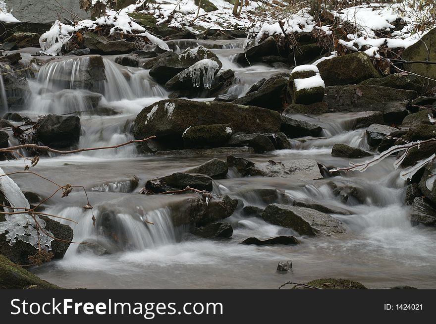 Flowing Creek In Winter
